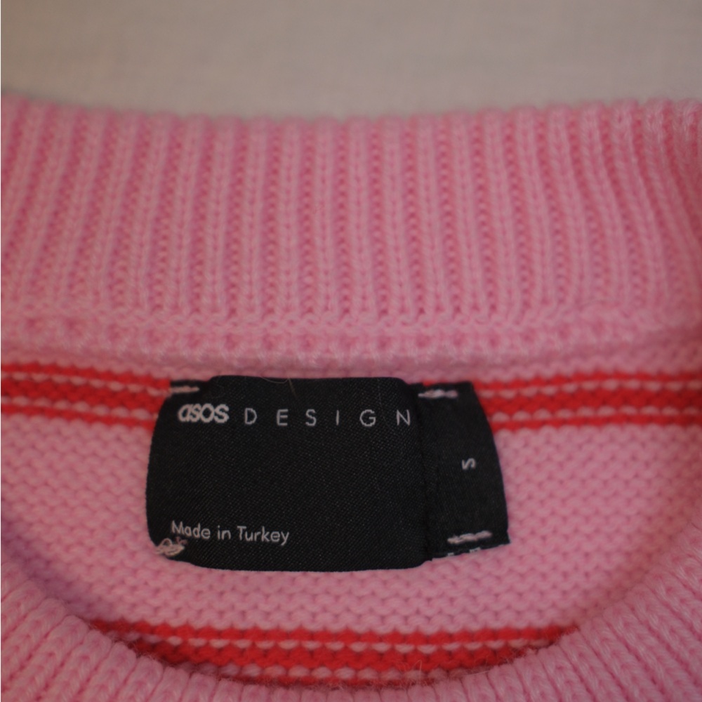 ASOS Pink and Red Striped Sleeveless Sweater - Picture 3 of 7